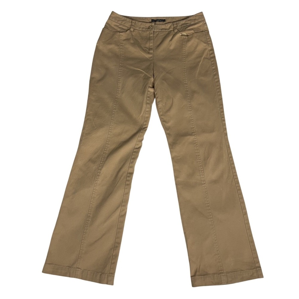Liz Claiborne Audra Bootcut Pants Womens Size 8 Tan Pockets Mid Rise Flat Front